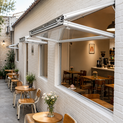 Aluminum Awning Fold-Up Window | Manual Folding Glass Window with Custom Sizes