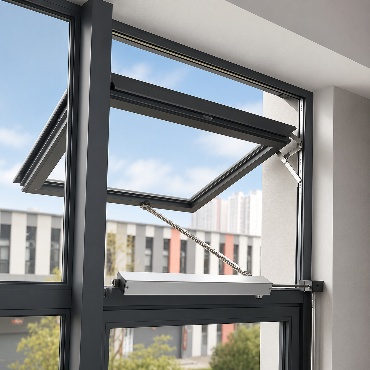 ustom Aluminum Electric Smoke Vent Window with Fire Control System Integration