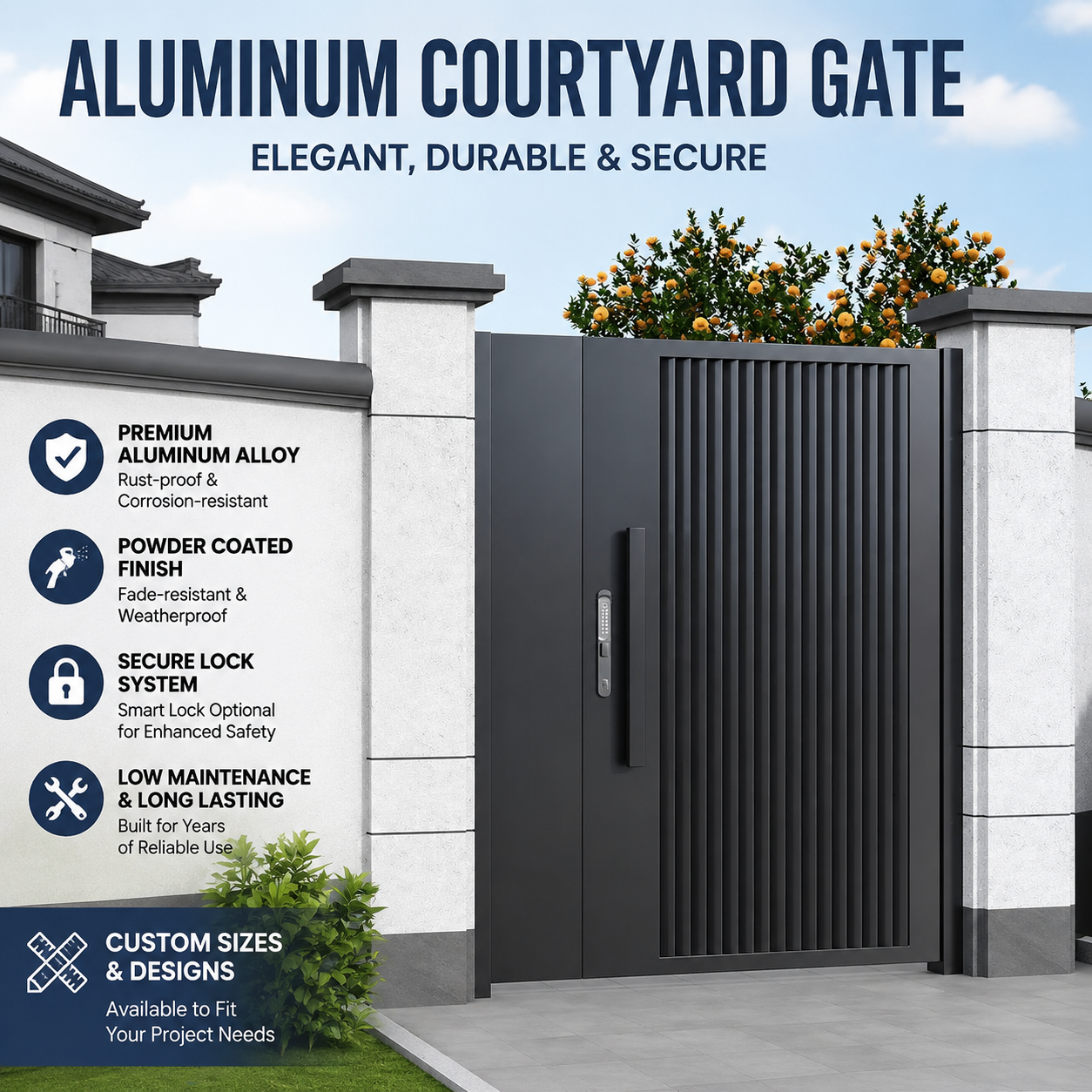 Custom Aluminum Garden Gate & Villa Gate Manufacturer | Durable Outdoor Entrance Solutions