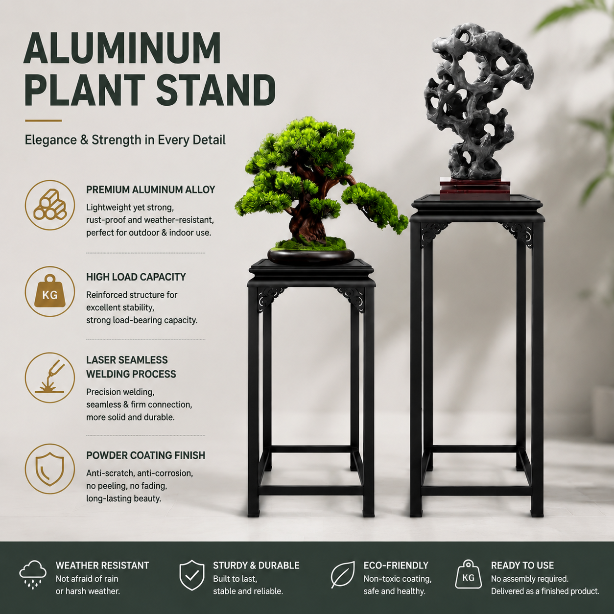Custom Size Aluminum Plant Stand for Garden, Patio & Home Decoration