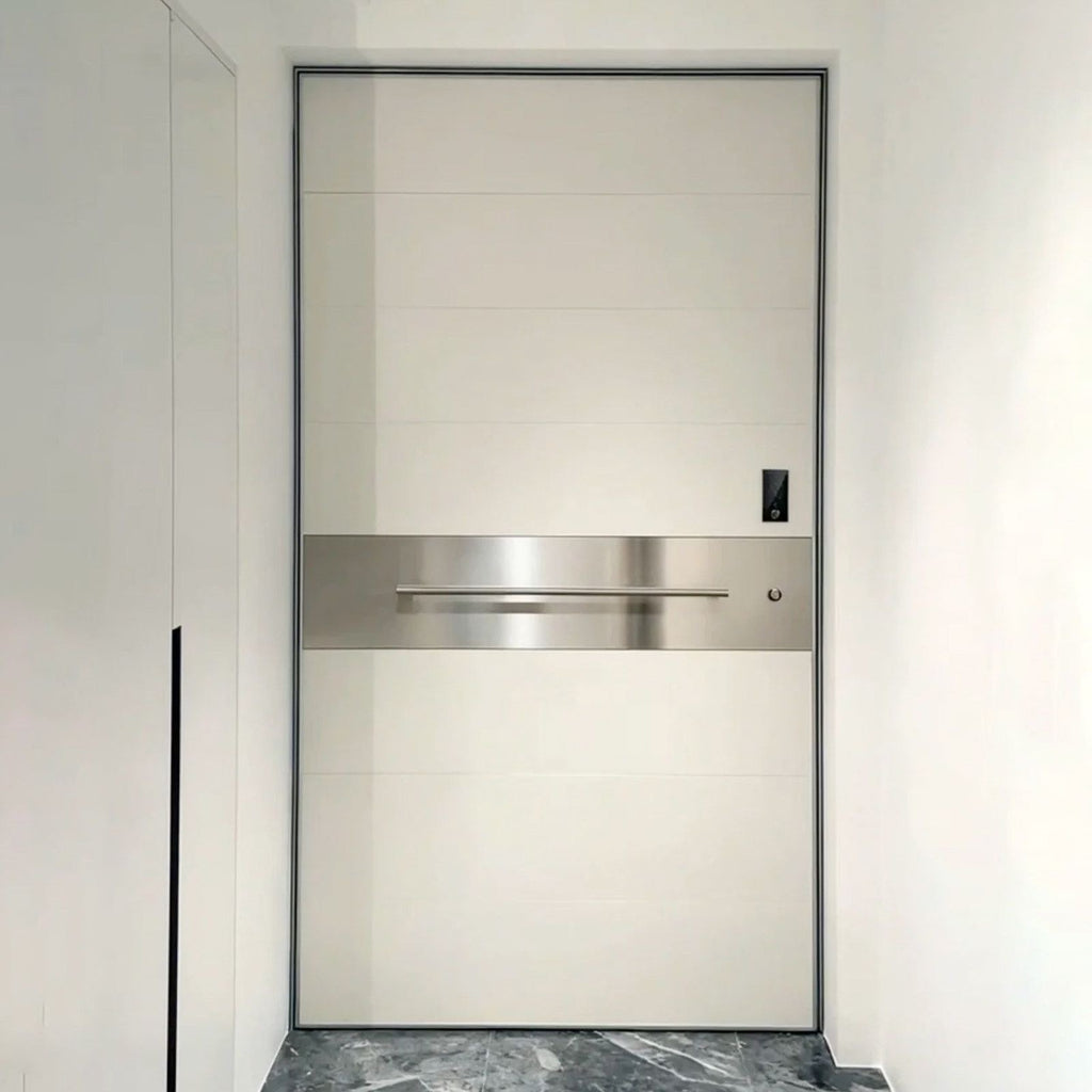 Premium Pivot Wood Grain Aluminum Entrance Door – Smart, Soundproof & Custom Made