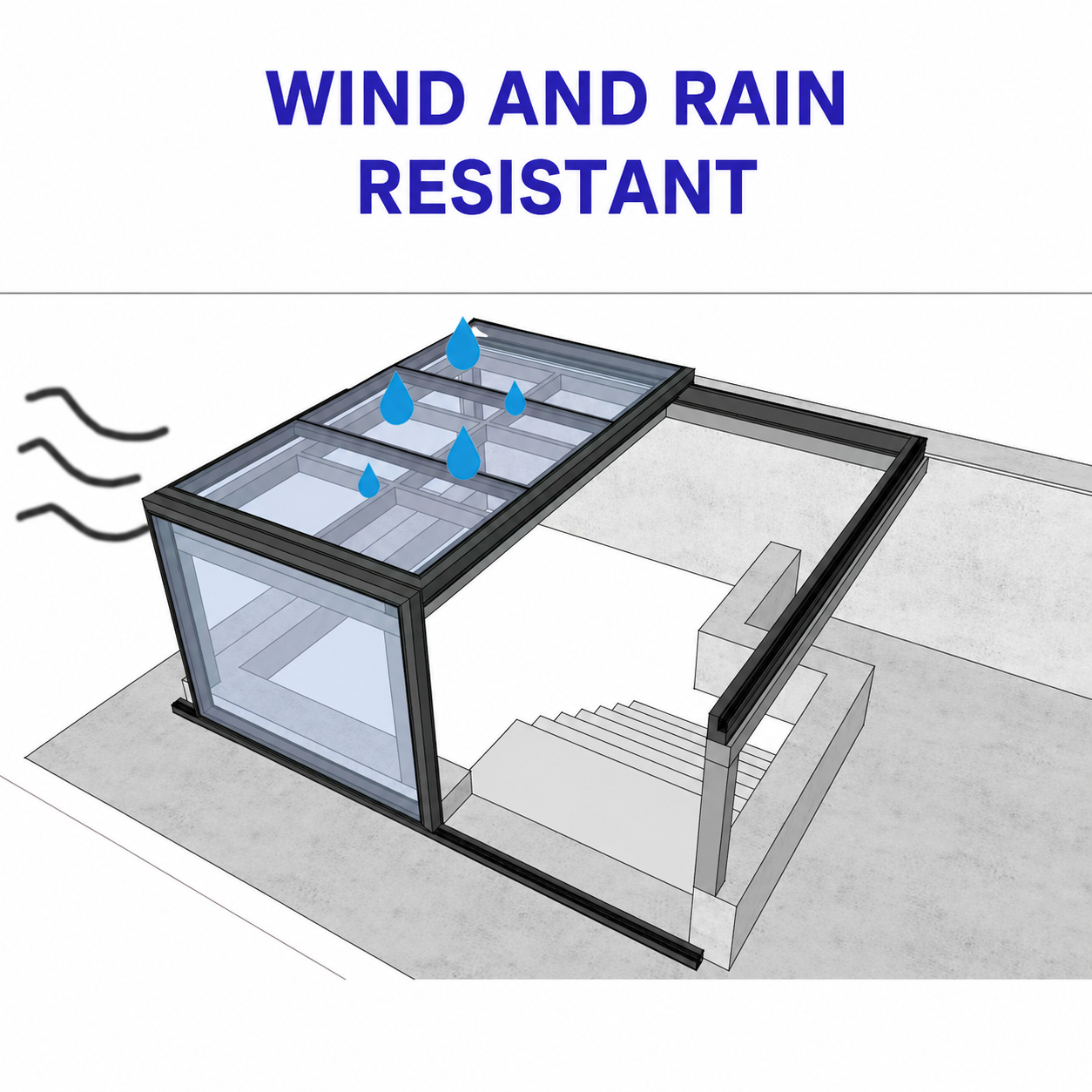90° Corner L-Type Motorized Sliding Skylight | Remote Control Auto Roof Window with Optional Rain Sensor Auto Close