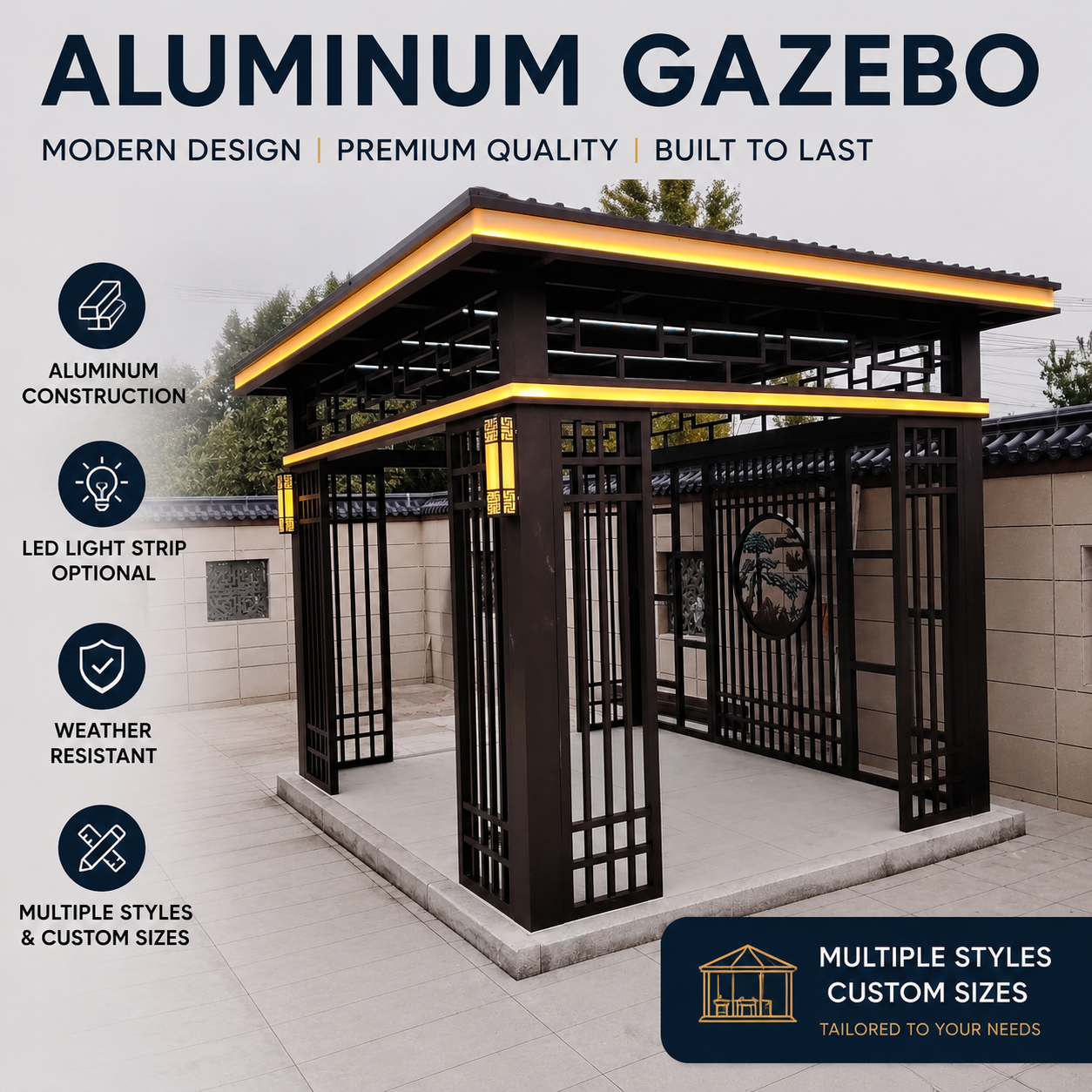 Modern Aluminum Pergola Gazebo for Outdoor Living | Custom Sizes Available