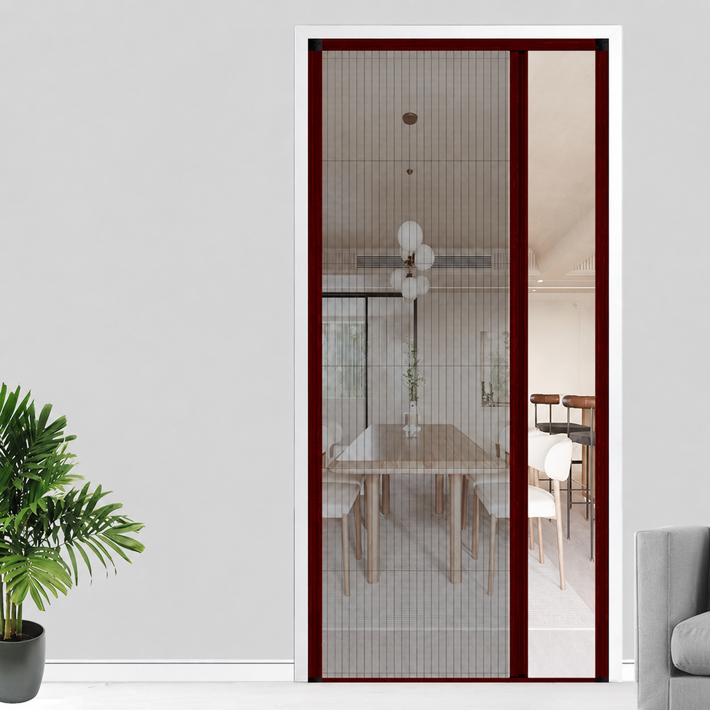 Custom Retractable Pleated Screen Door – No-Drill Aluminum Frame