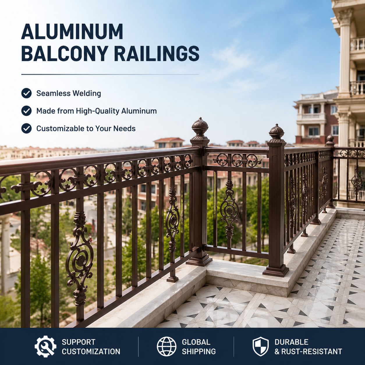 Custom Aluminum Balcony Railing Manufacturer | Factory Direct Aluminum Balcony Fence