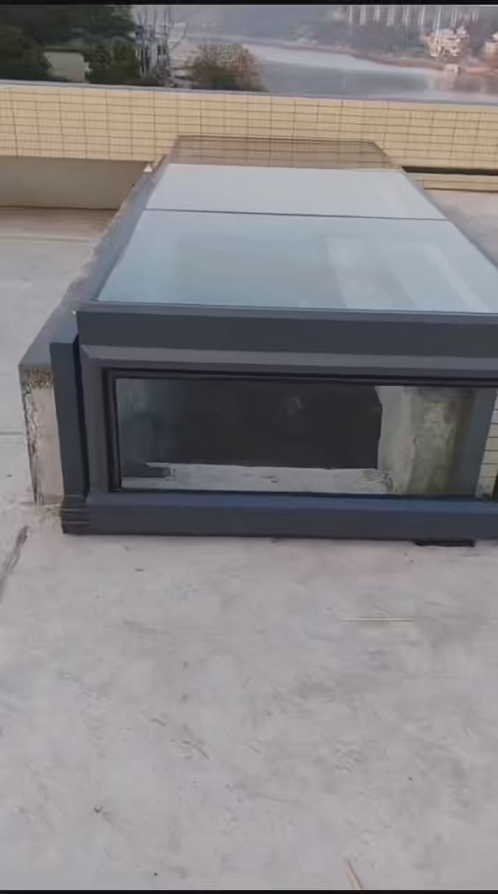 90° Corner L-Type Motorized Sliding Skylight | Remote Control Auto Roof Window with Optional Rain Sensor Auto Close